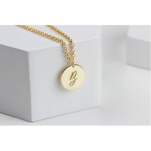 Glorria 925k Sterling Silver Personalized Circle Letter Necklace with Doc Chain Glorria 925k Sterling Silver Personalized Circle Letter Necklace with Doc Chain