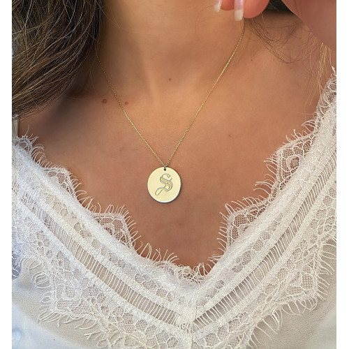 Glorria 925k Sterling Silver Personalized Circle Letter Necklace Glorria 925k Sterling Silver Personalized Circle Letter Necklace