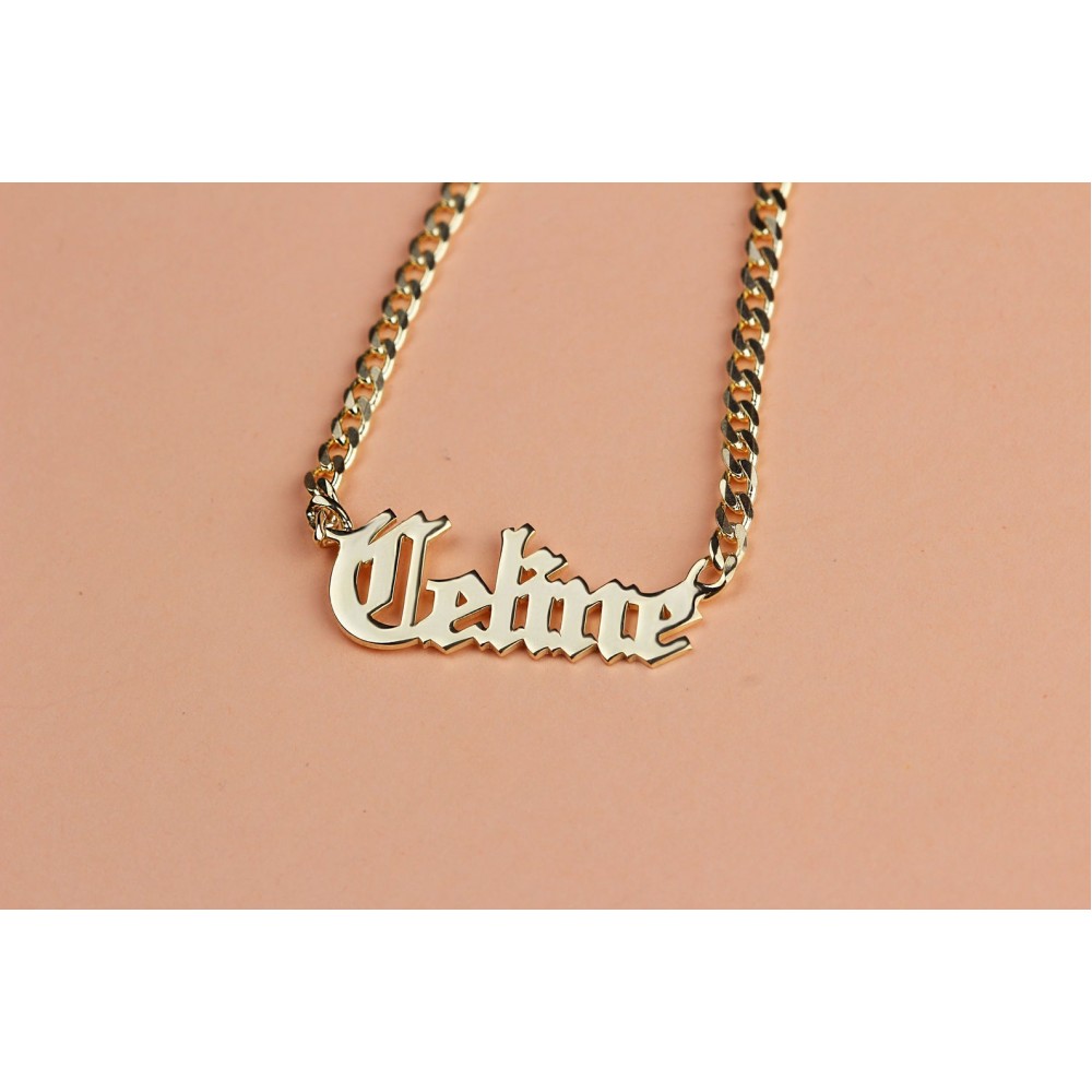 Glorria 925k Sterling Silver Personalized Name Necklace with Curb Chain
