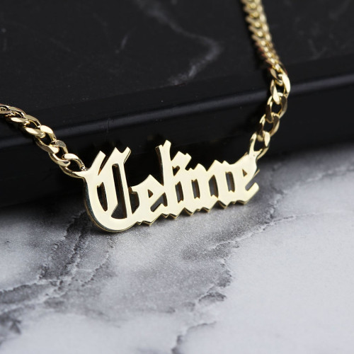 Glorria 925k Sterling Silver Personalized Name Necklace with Curb Chain Glorria 925k Sterling Silver Personalized Name Necklace with Curb Chain