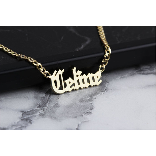 Glorria 925k Sterling Silver Personalized Name Necklace with Curb Chain Glorria 925k Sterling Silver Personalized Name Necklace with Curb Chain