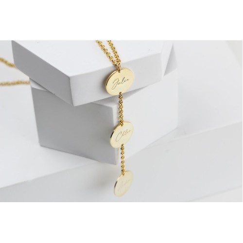 Glorria 925k Sterling Silver Personalized 3 Circle Necklace with Doc Chain Glorria 925k Sterling Silver Personalized 3 Circle Necklace with Doc Chain