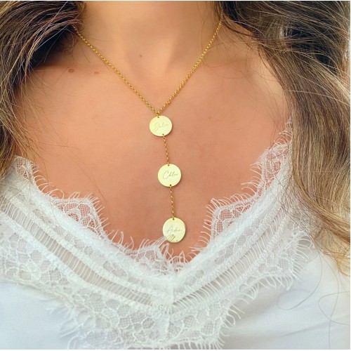 Glorria 925k Sterling Silver Personalized 3 Circle Necklace with Doc Chain Glorria 925k Sterling Silver Personalized 3 Circle Necklace with Doc Chain