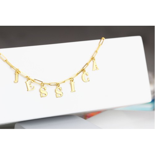 Glorria 925k Sterling Silver Personalized Silver Necklace with Paperclip Chain Glorria 925k Sterling Silver Personalized Silver Necklace with Paperclip Chain