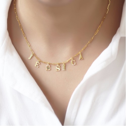 Glorria 925k Sterling Silver Personalized Silver Necklace with Paperclip Chain Glorria 925k Sterling Silver Personalized Silver Necklace with Paperclip Chain