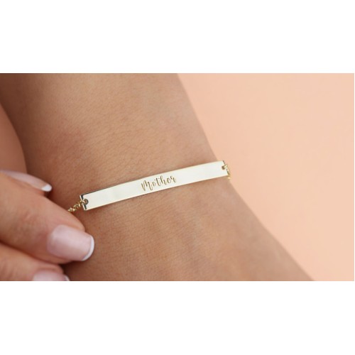 Glorria 925k Sterling Silver Personalized Name Bar Bracelet with Doc Chain Glorria 925k Sterling Silver Personalized Name Bar Bracelet with Doc Chain