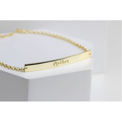 Glorria 925k Sterling Silver Personalized Name Bar Bracelet with Doc Chain Glorria 925k Sterling Silver Personalized Name Bar Bracelet with Doc Chain