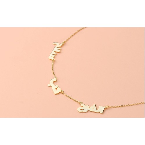 Glorria 925k Sterling Silver Personalized 3 Names Arabic Necklace Glorria 925k Sterling Silver Personalized 3 Names Arabic Necklace