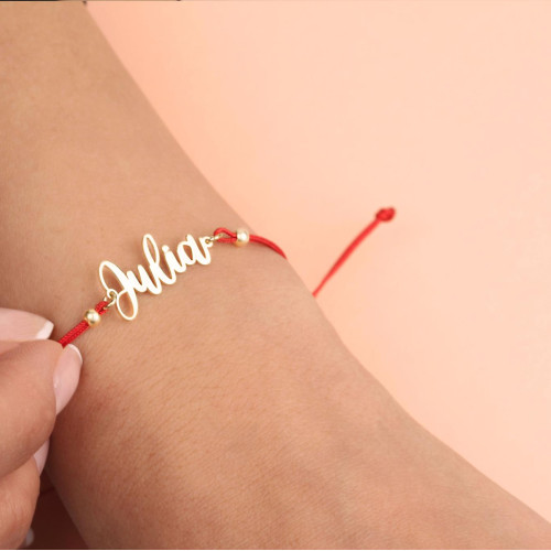 Glorria 925k Sterling Silver Personalized Custom Ribbon Name Bracelet