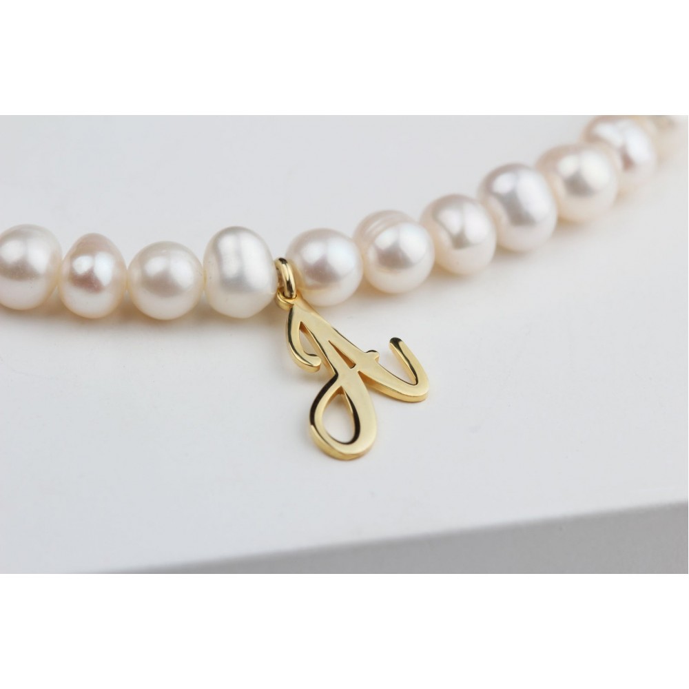Glorria 925k Sterling Silver Personalized Initial Pearl Necklace