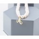 Glorria 925k Sterling Silver Personalized Initial Pearl Necklace