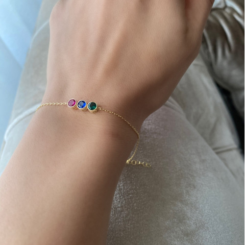 Glorria 925k Sterling Silver Personalized Birthstone Bracelet