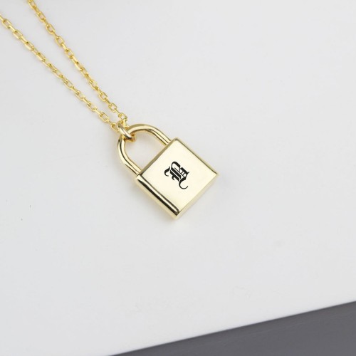 Glorria 925k Sterling Silver Personalized Lock Initial Necklace Glorria 925k Sterling Silver Personalized Lock Initial Necklace