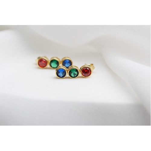 Glorria 925k Sterling Silver Personalized Birthstone Silver Earrings Glorria 925k Sterling Silver Personalized Birthstone Silver Earrings