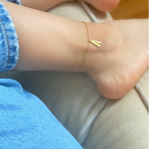 Glorria 925k Sterling Silver Personalized Silver Initial Anklet