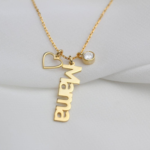 Glorria 925k Sterling Silver Personalized Silver Name Necklace with Birhtstone Glorria 925k Sterling Silver Personalized Silver Name Necklace with Birhtstone