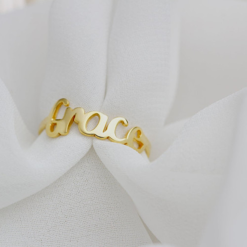 Glorria 925k Sterling Silver Personalized Handwritten Name Ring