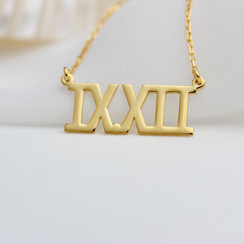 Glorria 925k Sterling Silver Personalized Roman Numerals Necklace Glorria 925k Sterling Silver Personalized Roman Numerals Necklace