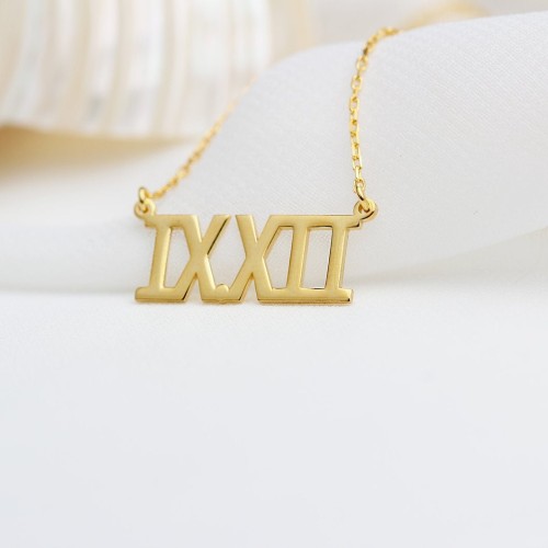 Glorria 925k Sterling Silver Personalized Roman Numerals Necklace Glorria 925k Sterling Silver Personalized Roman Numerals Necklace