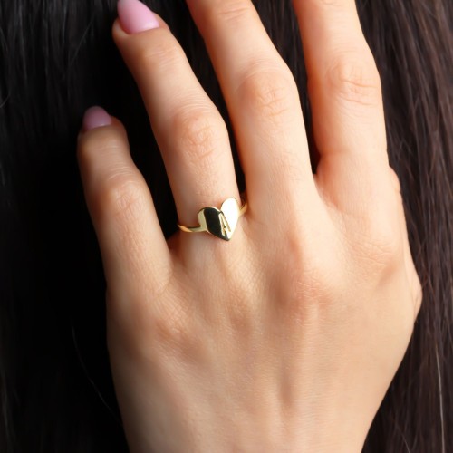 Glorria 925k Sterling Silver Personalized Heart Initial Ring Glorria 925k Sterling Silver Personalized Heart Initial Ring