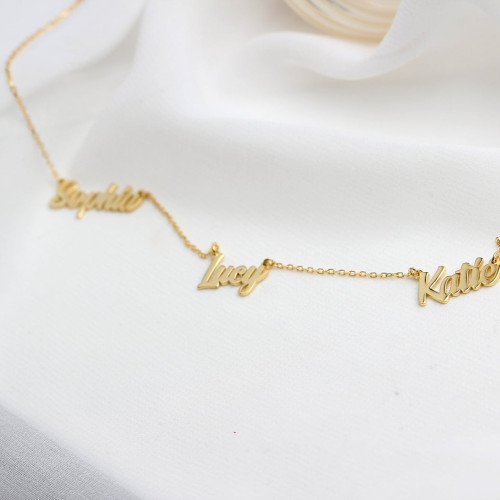 Glorria 925k Sterling Silver Personalized 3 Name Necklace Glorria 925k Sterling Silver Personalized 3 Name Necklace