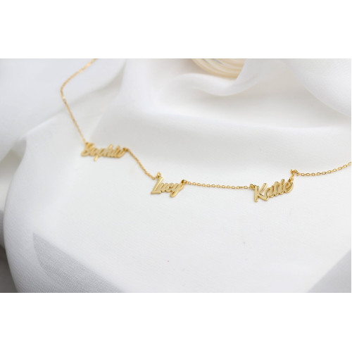 Glorria 925k Sterling Silver Personalized 3 Name Necklace Glorria 925k Sterling Silver Personalized 3 Name Necklace