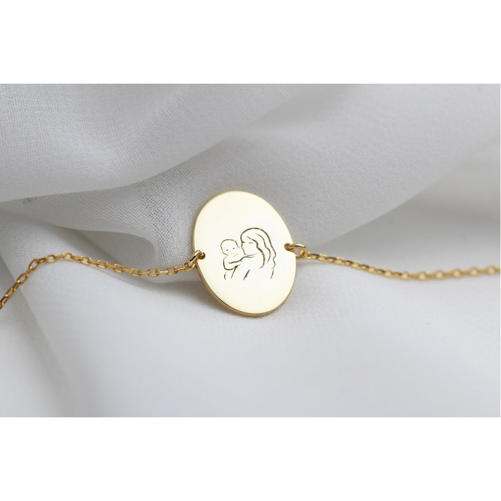 Glorria 925k Sterling Silver Mother and Baby Bracelet