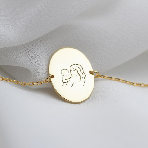 Glorria 925k Sterling Silver Mother and Baby Bracelet
