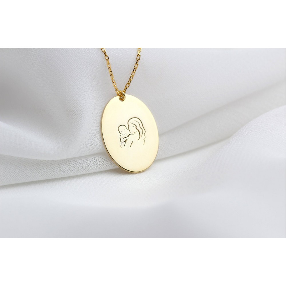 Glorria 925k Sterling Silver Mother and Baby Necklace