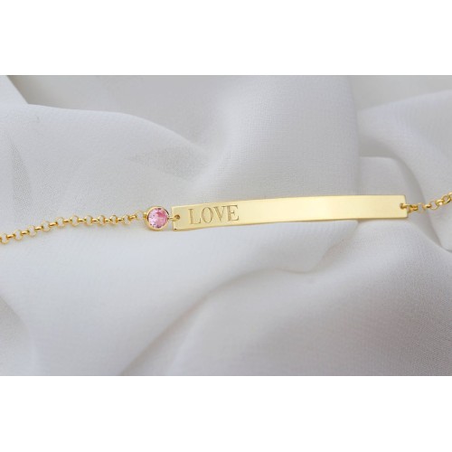 Glorria 925k Sterling Silver Personalized Birthstone Bracelet with Doc Chain Glorria 925k Sterling Silver Personalized Birthstone Bracelet with Doc Chain
