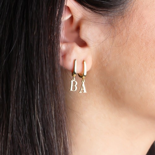 Glorria 925k Sterling Silver Personalized Letter Silver Earring Glorria 925k Sterling Silver Personalized Letter Silver Earring