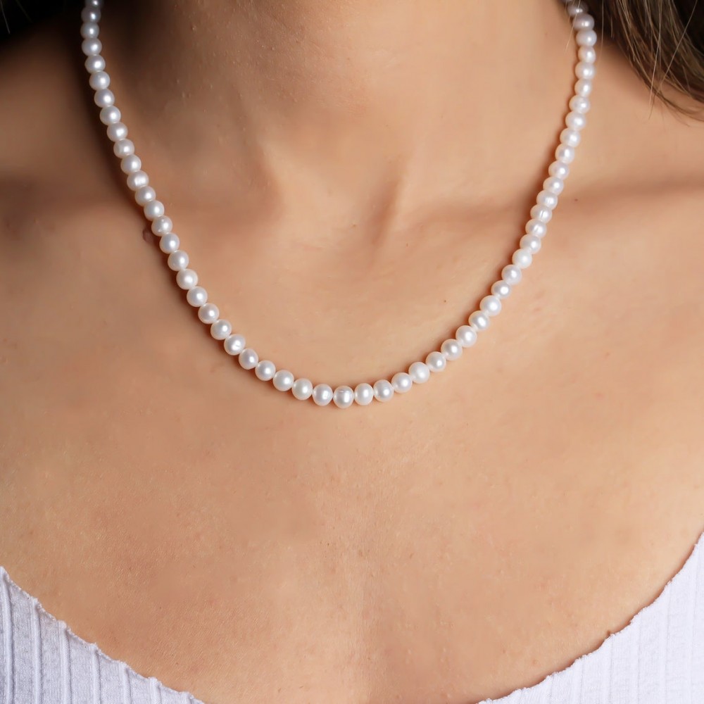 Glorria 925k Sterling Silver Pearl Necklace