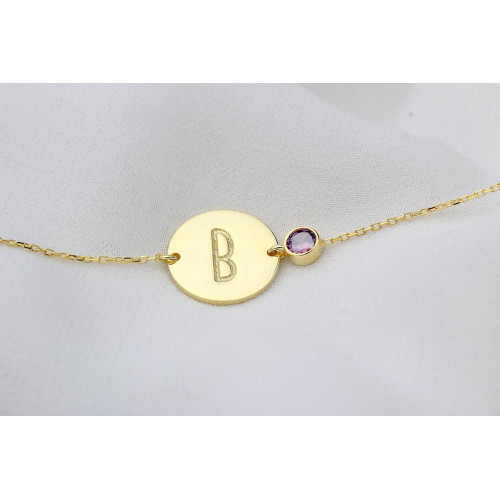 Glorria 925k Sterling Silver Personalized Circle Bracelet with Birthstone Glorria 925k Sterling Silver Personalized Circle Bracelet with Birthstone