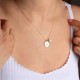 Glorria 925k Sterling Silver Personalized Initial Circle Necklace with Pearl