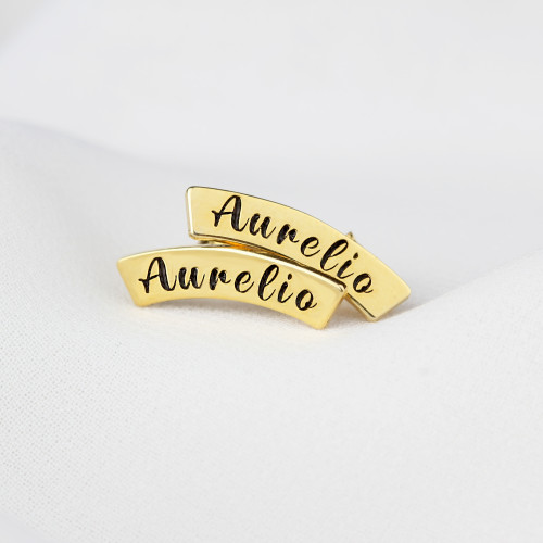 Glorria 925k Sterling Silver Personalized Name Bar Silver Earrings