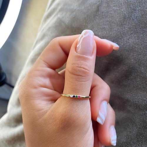 Glorria 925k Sterling Silver Personalized Birthstone Sterling Silver Ring