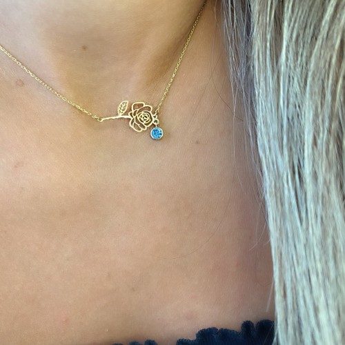 Glorria 925k Sterling Silver Personalized Birth Flower and Birthstone Sterling Silver Necklace Glorria 925k Sterling Silver Personalized Birth Flower and Birthstone Sterling Silver Necklace