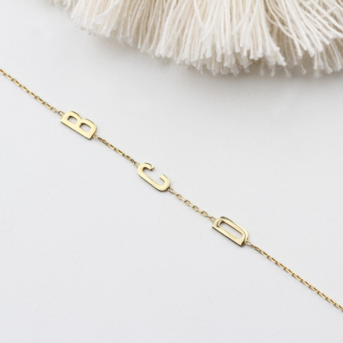 Glorria 925k Sterling Silver Personalized Letter Sterling Silver Bracelet