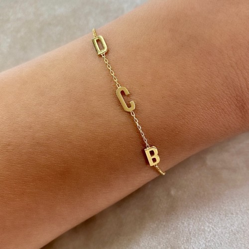 Glorria 925k Sterling Silver Personalized Letter Sterling Silver Bracelet