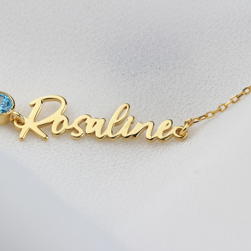 Glorria 925k Sterling Silver Personalized Name Birthstone Sterling Silver Bracelet