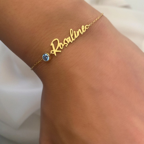 Glorria 925k Sterling Silver Personalized Name Birthstone Sterling Silver Bracelet