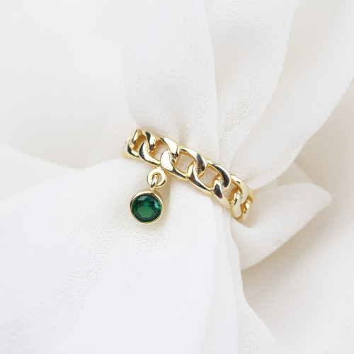 Glorria 925k Sterling Silver Personalized Birthstone Silver Chain Ring