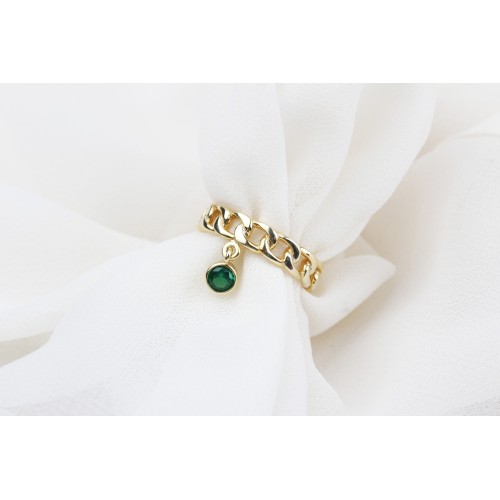 Glorria 925k Sterling Silver Personalized Birthstone Silver Chain Ring