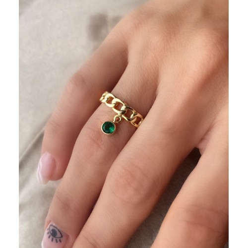 Glorria 925k Sterling Silver Personalized Birthstone Silver Chain Ring