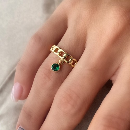 Glorria 925k Sterling Silver Personalized Birthstone Silver Chain Ring