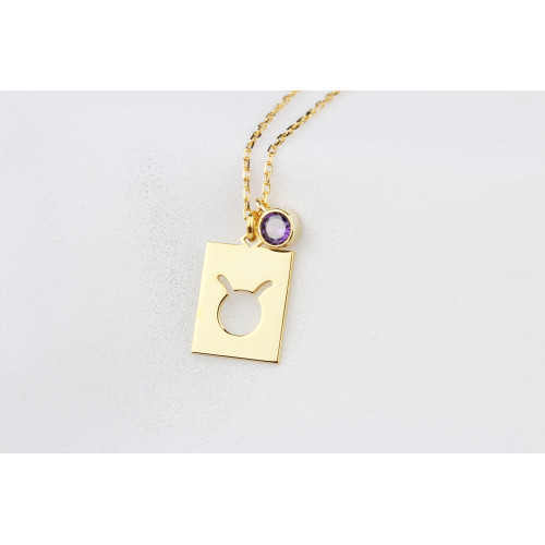 Glorria 925k Sterling Silver Personalized Birthstone Taurus Silver Necklace Glorria 925k Sterling Silver Personalized Birthstone Taurus Silver Necklace