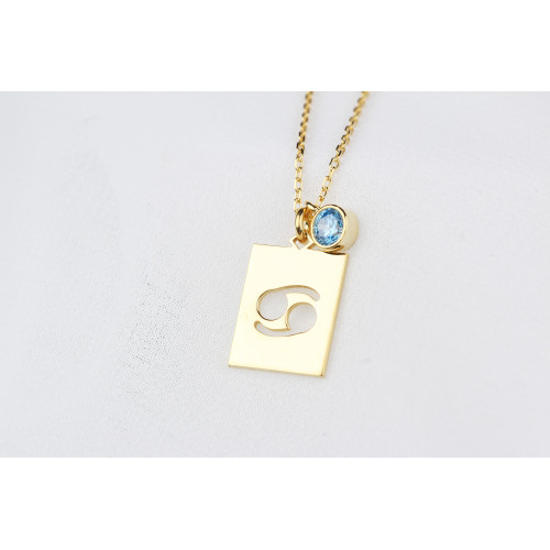 Glorria 925k Sterling Silver Personalized Cancer Sign Sterling Silver Necklace with Birth Stone Glorria 925k Sterling Silver Personalized Cancer Sign Sterling Silver Necklace with Birth Stone
