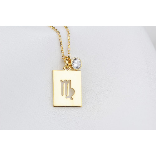 Glorria 925k Sterling Silver Personalized Birthstone Virgo Sign Sterling Silver Necklace Glorria 925k Sterling Silver Personalized Birthstone Virgo Sign Sterling Silver Necklace