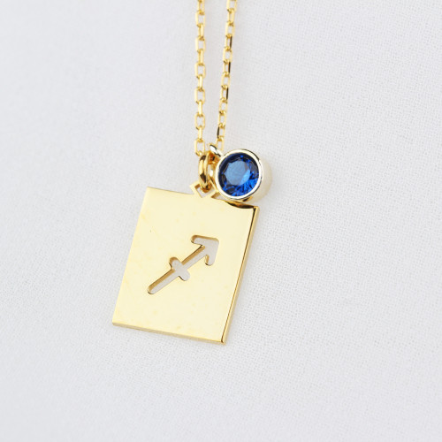 Glorria 925k Sterling Silver Personalized Sagittarius Sterling Silver Necklace with Birthstone Glorria 925k Sterling Silver Personalized Sagittarius Sterling Silver Necklace with Birthstone