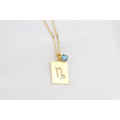 Glorria 925k Sterling Silver Personalized Capricorn Sterling Silver Necklace with Birth Stone Glorria 925k Sterling Silver Personalized Capricorn Sterling Silver Necklace with Birth Stone